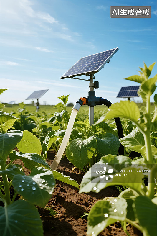 【AI数字艺术】太阳能灌溉系统在农田中的应用图片素材
