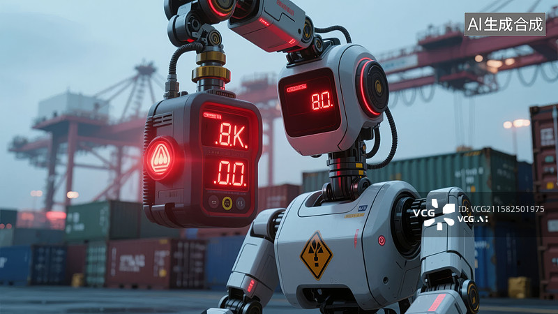 【AI数字艺术】港口机器人操作集装箱图片素材