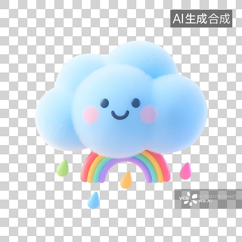 【AI数字艺术】微笑云朵与彩虹图片素材