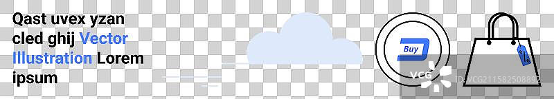 数字购物概念，带有购买按钮和图片素材