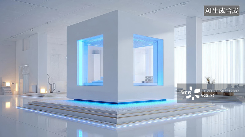 【AI数字艺术】未来科技展示空间图片素材