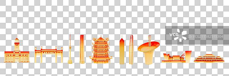 3D立体武汉城市地标建筑武汉元素图片素材