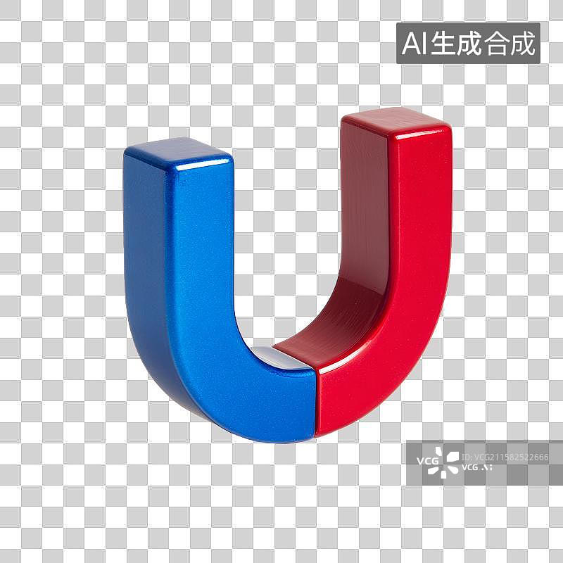 【AI数字艺术】红蓝相间的U形磁铁图片素材