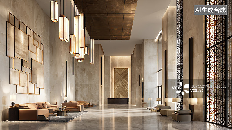 【AI数字艺术】奢华酒店大堂空间图片素材