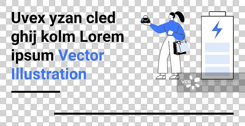 女人手持购物袋和咖啡杯站在旁边图片素材