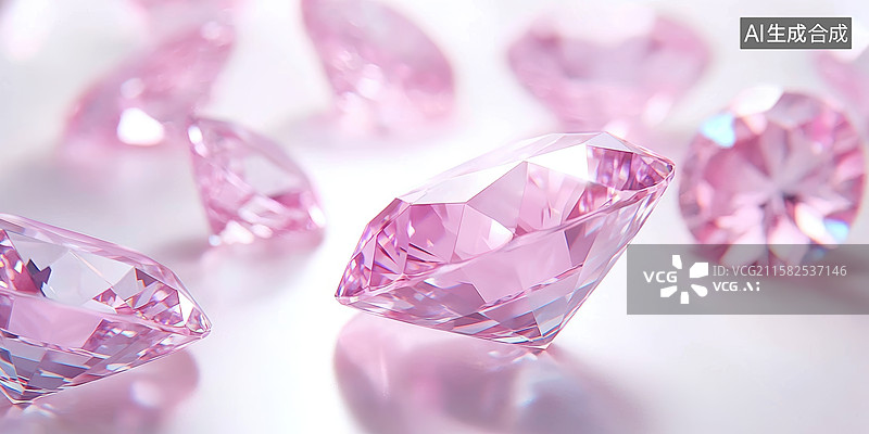 【AI数字艺术】粉钻光泽感珠宝展示场景图片素材