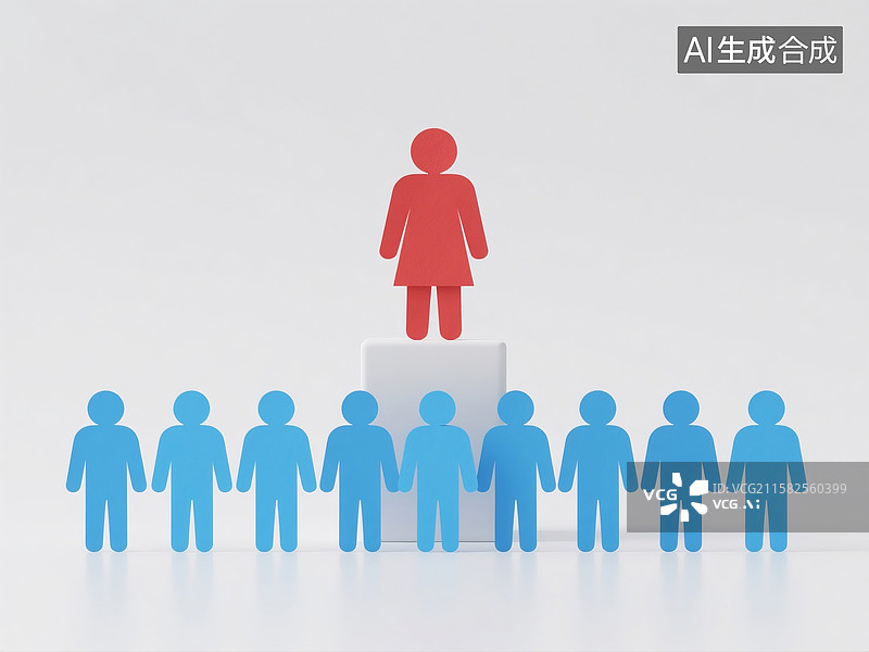 【AI数字艺术】三维空间中红色纸片人立于高台的画面图片素材