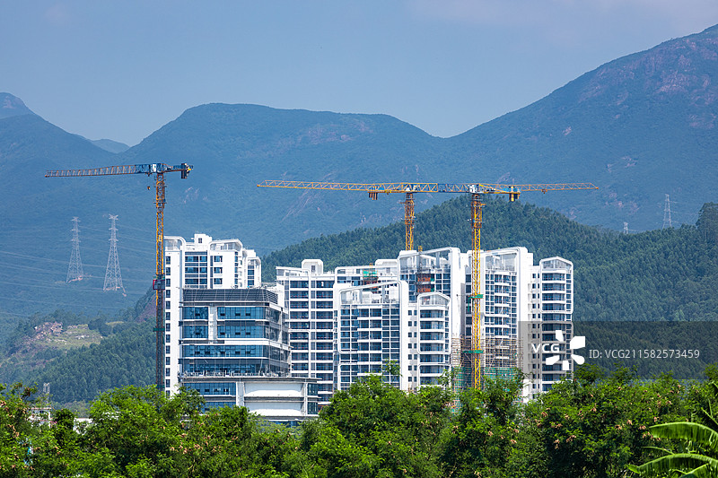 建设中的江门滨海新区银湖湾核心区图片素材