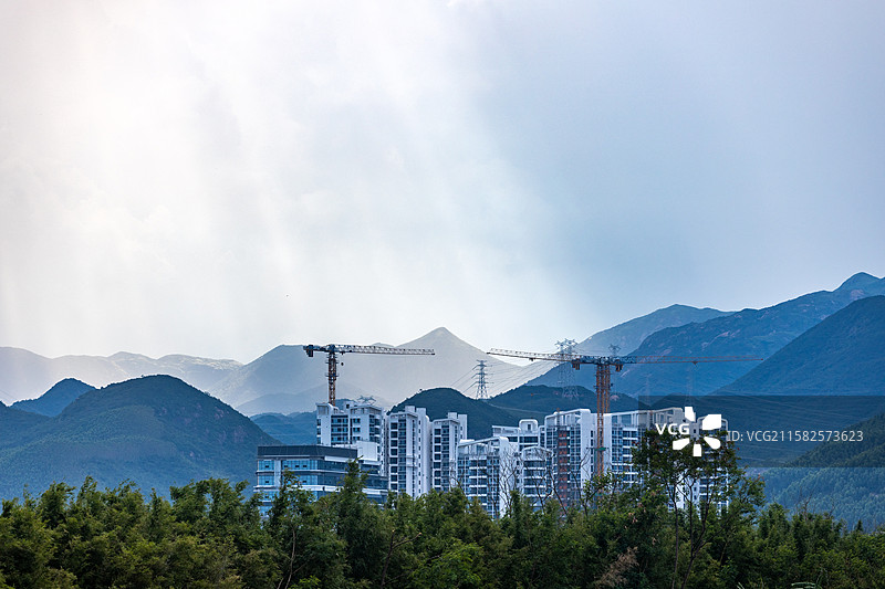 建设中的江门滨海新区银湖湾核心区图片素材
