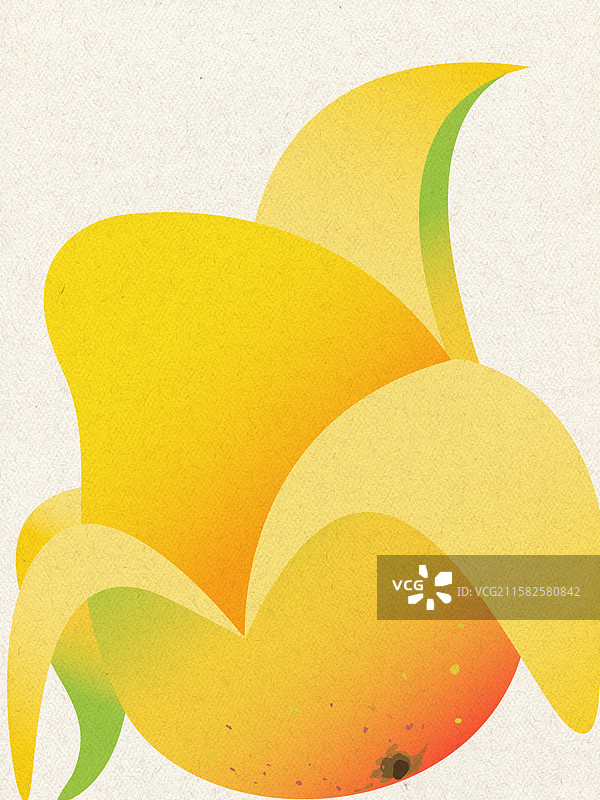 撕开果皮的新鲜芒果香甜诱人小台芒贵妃芒攀枝花芒果凯特芒浅黄色背景系列矢量插画图片素材