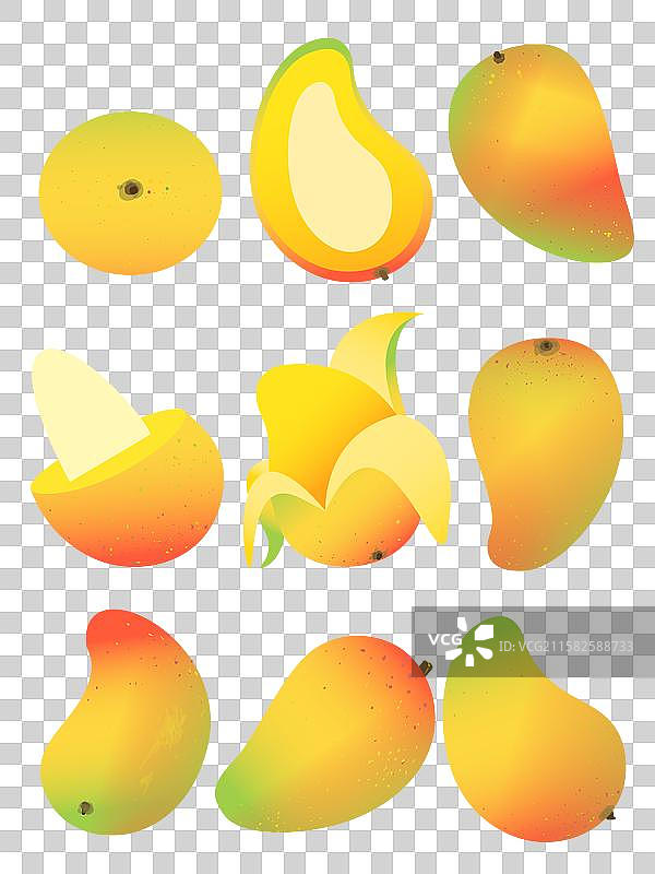 多个芒果拼接摆盘排版趣味水果排版挂画插画芒果特写矢量插画素材图片素材