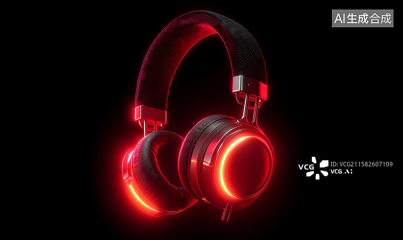 【AI数字艺术】科技耳机插画图片素材