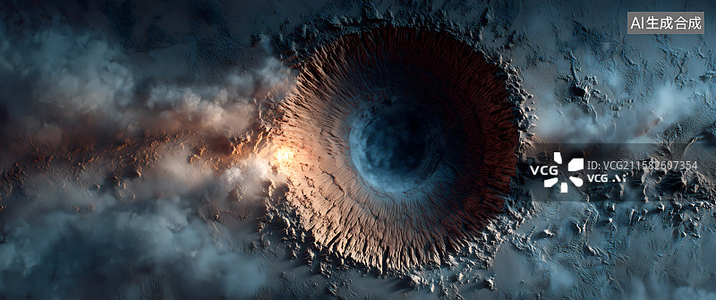 【AI数字艺术】陨石坑洞背景图图片素材