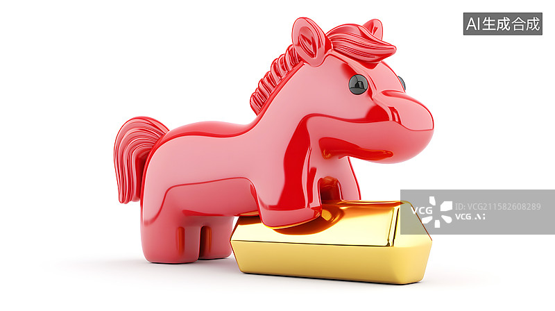 【AI数字艺术】AIGC：AIGC：红色玩具小马 金融理财生肖图片素材