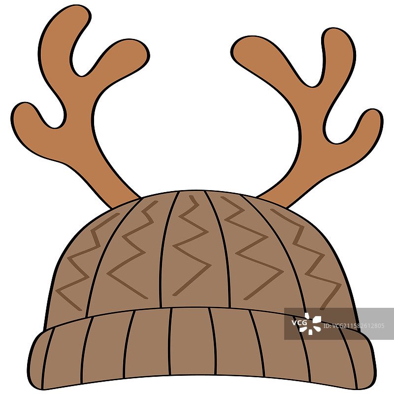 鹿角帽，带有羊毛编织图案的外观图片素材