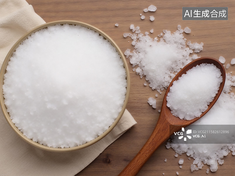 【AI数字艺术】木碗中晶莹白盐图片素材