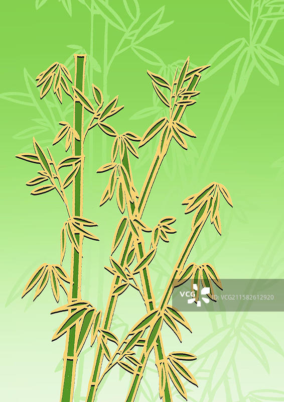 竹子-商业插画节日海报设计扁平风手绘治愈系小清新创意书签冰箱贴底纹图片素材