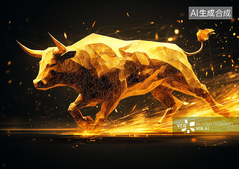 【AI数字艺术】一只奔跑的铜牛图片素材