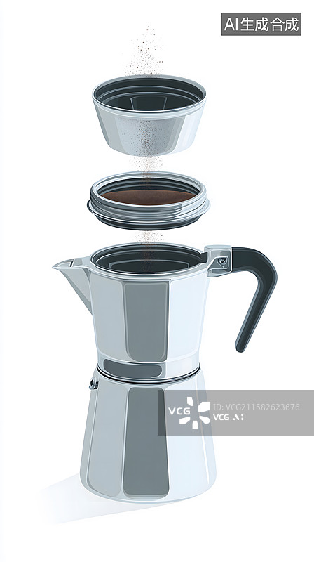 【AI数字艺术】摩卡壶萃咖啡图片素材