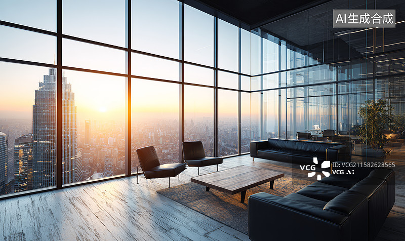 【AI数字艺术】现代都市客厅美景图片素材