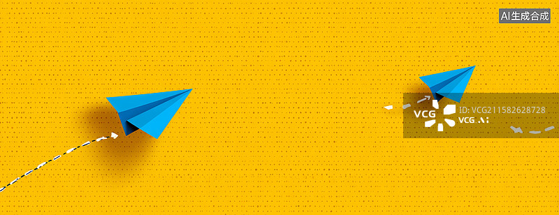 【AI数字艺术】蓝色纸飞机飞行图片素材