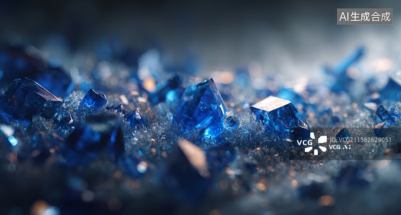 【AI数字艺术】蓝色宝石微距图片素材