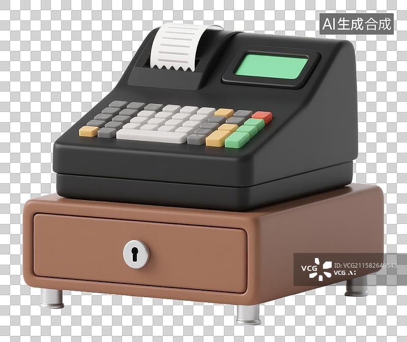 【AI数字艺术】3D三维立体收银机元素图片素材