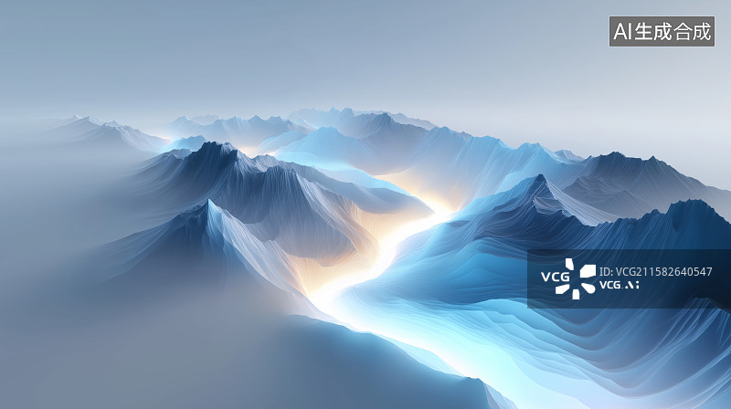 【AI数字艺术】商务科技背景——抽象蓝色山水图片素材