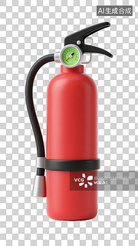 【AI数字艺术】3D三维红色灭火器元素图片素材