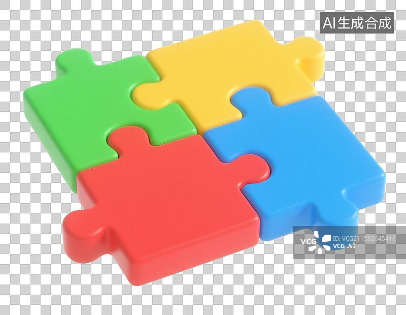 【AI数字艺术】3D三维卡通创意拼图抽象团队协作元素图片素材