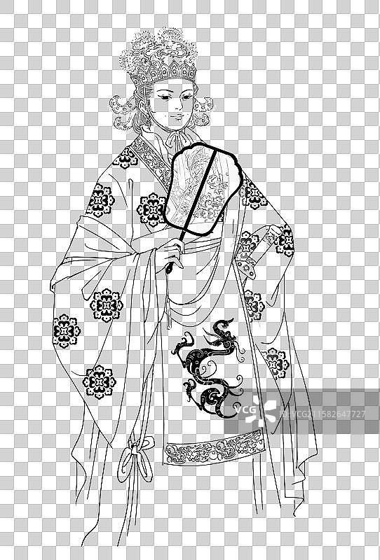 古代帝王名人像武则天线稿插画图片素材