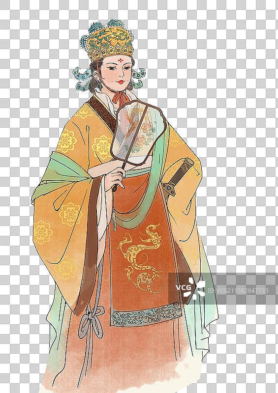 古代帝王名人像武则天水墨插画图片素材