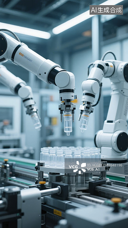 【AI数字艺术】自动化生产线上的机械臂操作图片素材