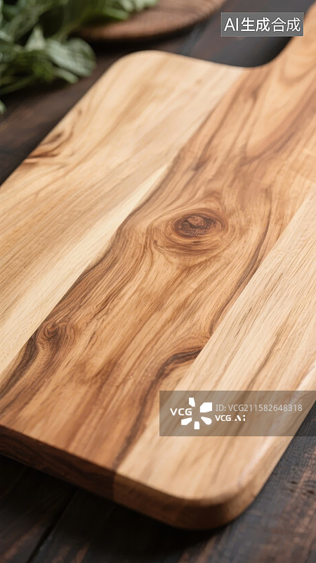 【AI数字艺术】木质砧板特写，纹理清晰自然图片素材