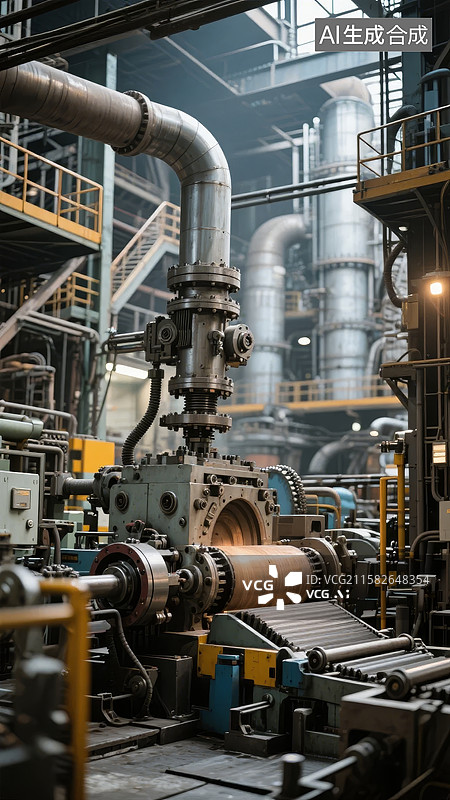 【AI数字艺术】工业厂房内部机械设备图片素材