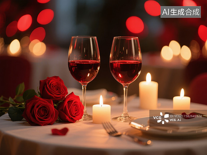 【AI数字艺术】浪漫烛光晚餐布置图片素材