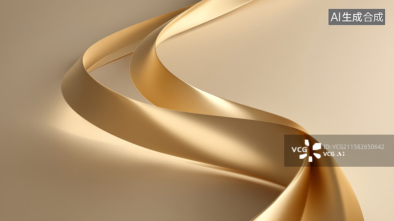 【AI数字艺术】优雅金色丝带的流畅曲线图片素材