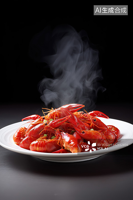 【AI数字艺术】热气腾腾的麻辣小龙虾图片素材
