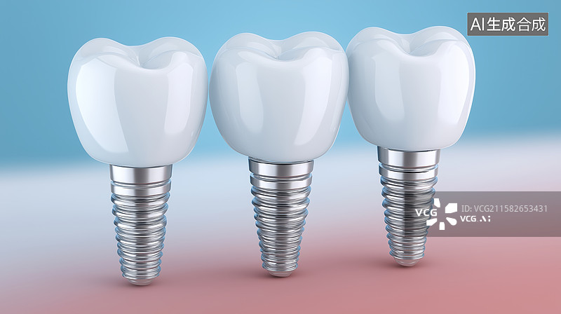 【AI数字艺术】三种不同设计的牙齿植入体展示图片素材