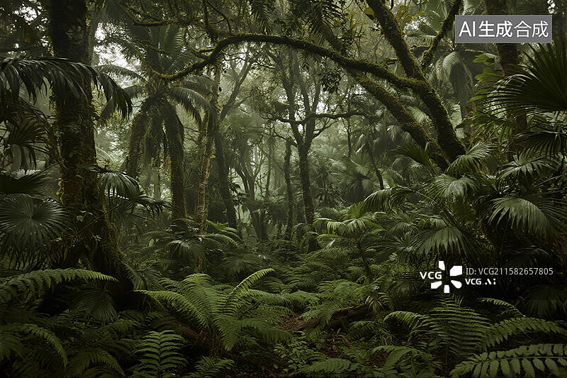 【AI数字艺术】创意热带森林场景图片素材