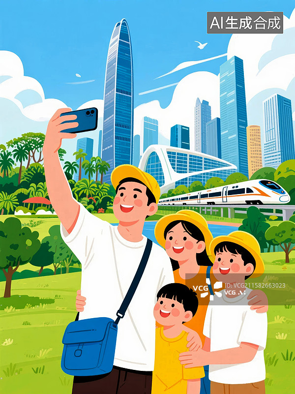 【AI数字艺术】出游家庭温馨感户外场景图片素材