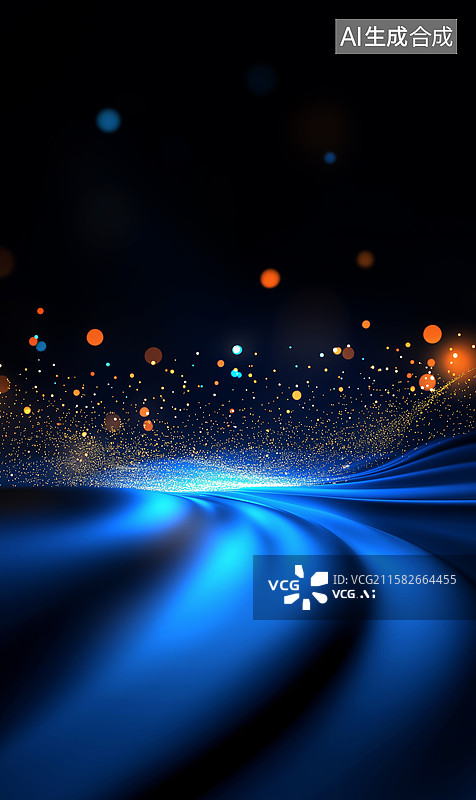 【AI数字艺术】蓝色光波中的未来科技图片素材
