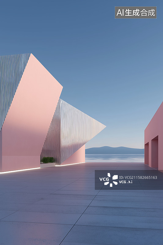 【AI数字艺术】现代简约建筑与几何线条图片素材
