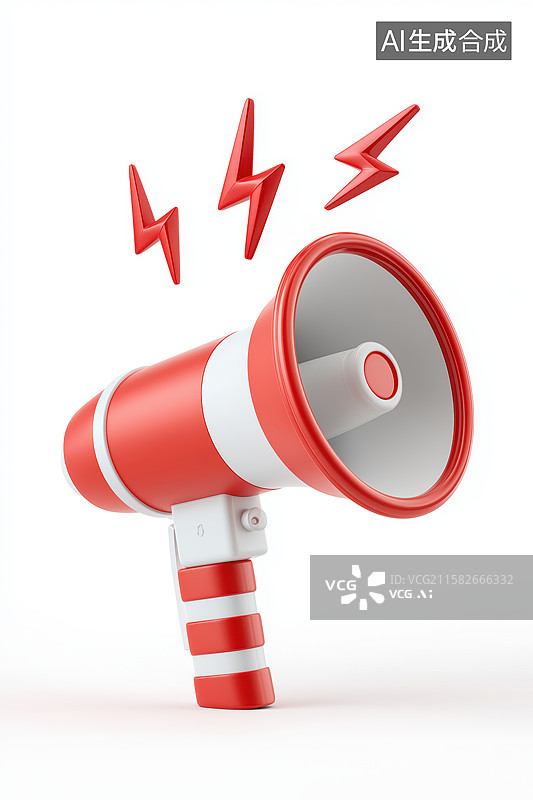 【AI数字艺术】红色扩音器与闪电图案图片素材