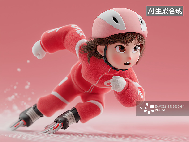 【AI数字艺术】短道速滑运动员比赛插画图片素材