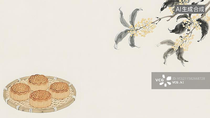 【AI数字艺术】水墨画两侧图片素材