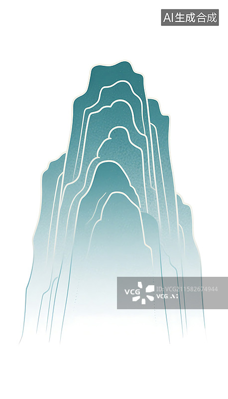 【AI数字艺术】国潮风格石山插画素材图片素材