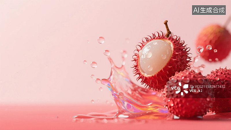 【AI数字艺术】荔枝溅起水花图片素材