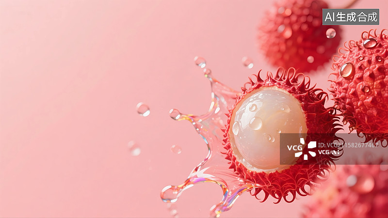 【AI数字艺术】荔枝溅起水花图片素材