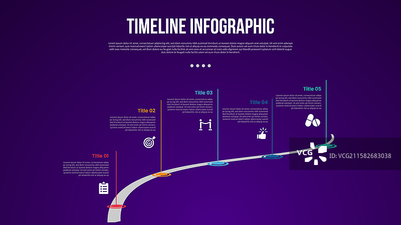 带有曲线的时间线模板信息图图片素材